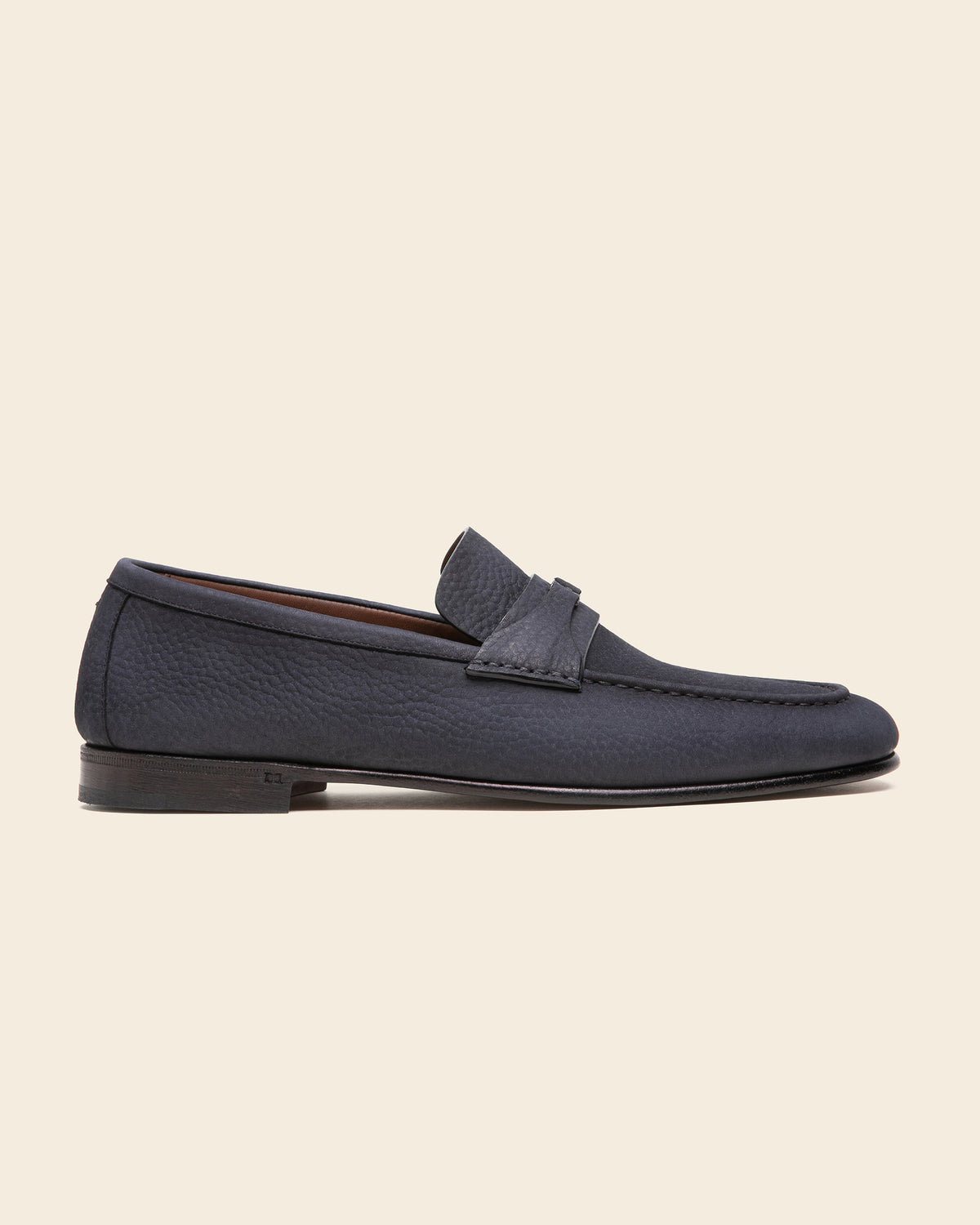 Penny Loafer in Blue Tumbled Nubuck Leather
